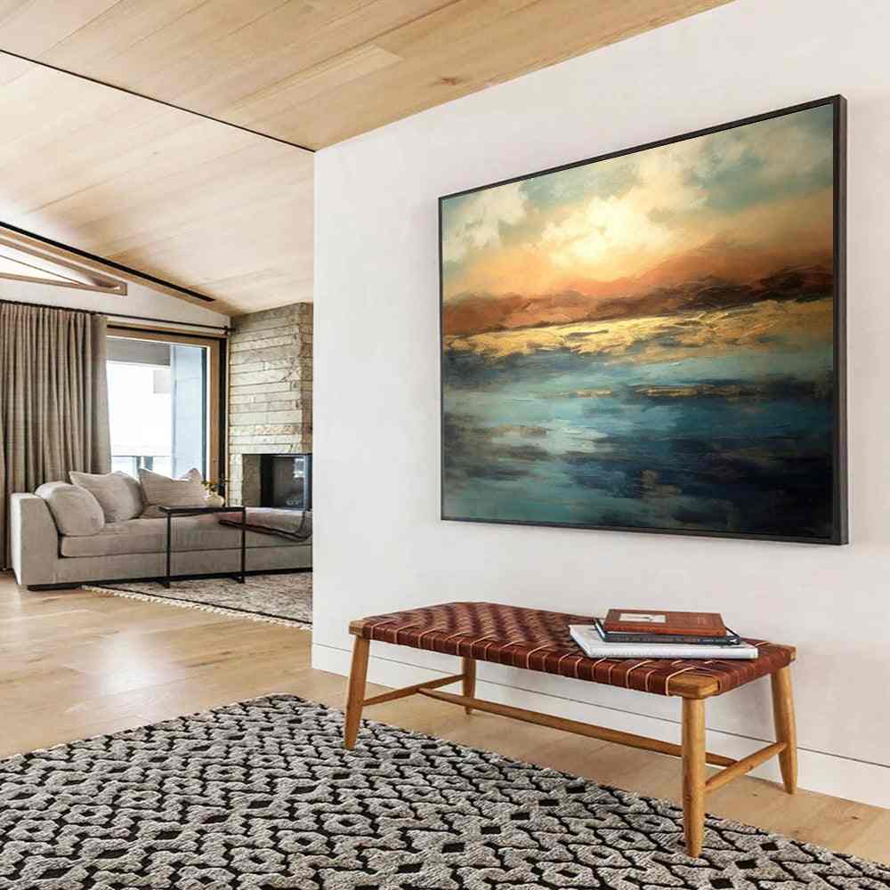 sunset golden abstract painting design 5